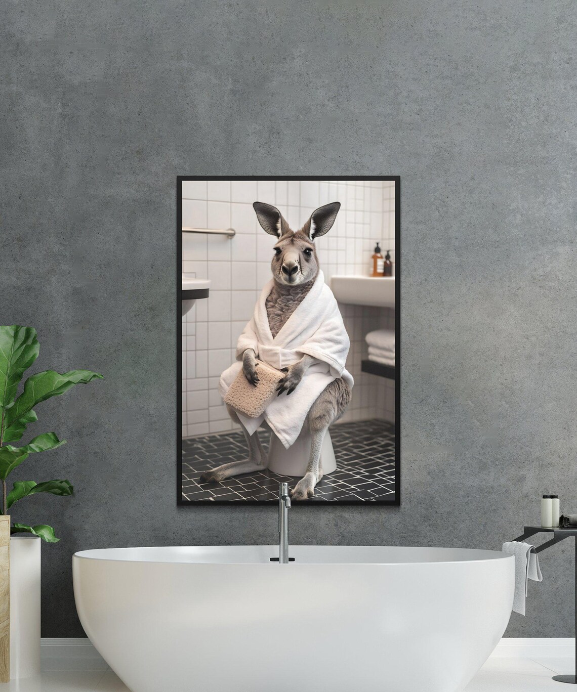 Cute Kangaroo Bathroom Wall Art Funny Animal Print Quirky Restroom Decor Humorous Wall Hanging Unique Bathroom Poster - Image 3