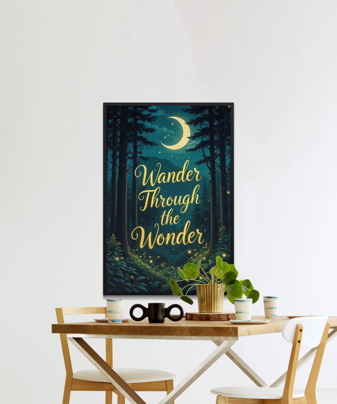 Wander Through The Wonder Moonlit Forest Firefly Quote Poster - Image 2