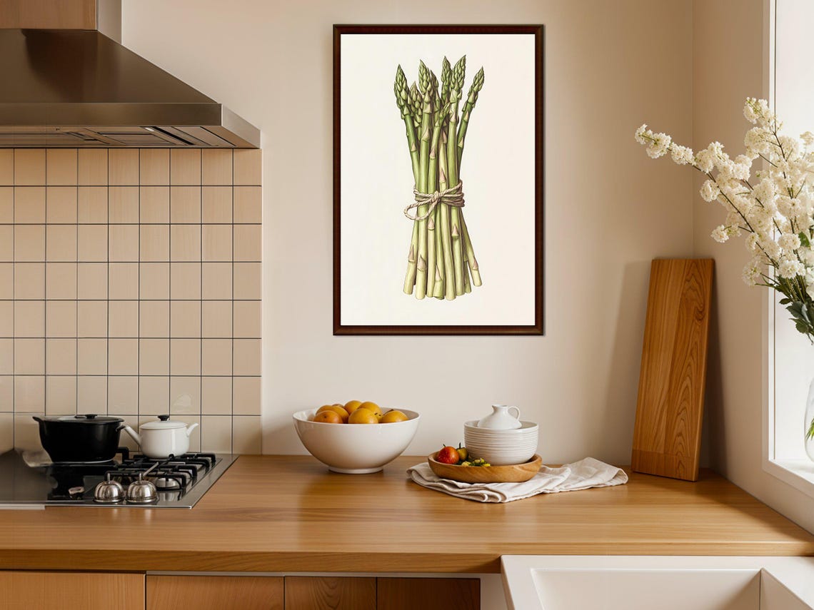 Fresh Asparagus Bunch Watercolor Botanical Farmhouse Kitchen Print - Image 4