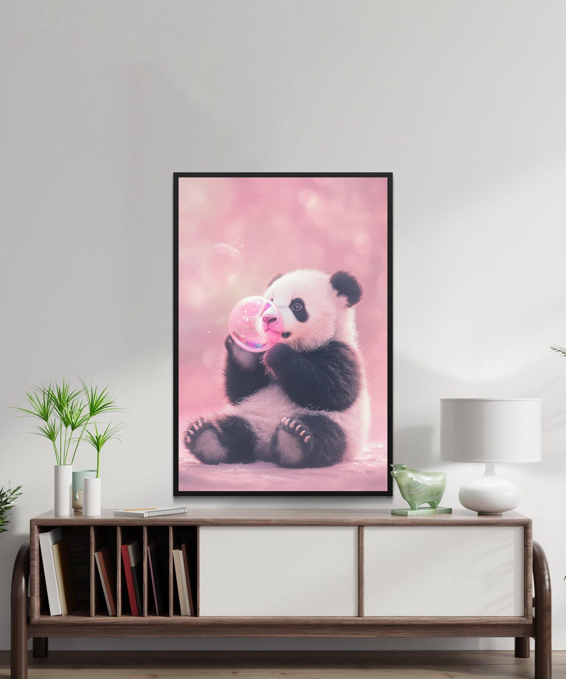 Cute Panda Wall Art Baby Panda Poster Nursery Decor Kids Room Art Pink Baby Panda Print Animal Print For Kids Cute Animal Decor - Image 5