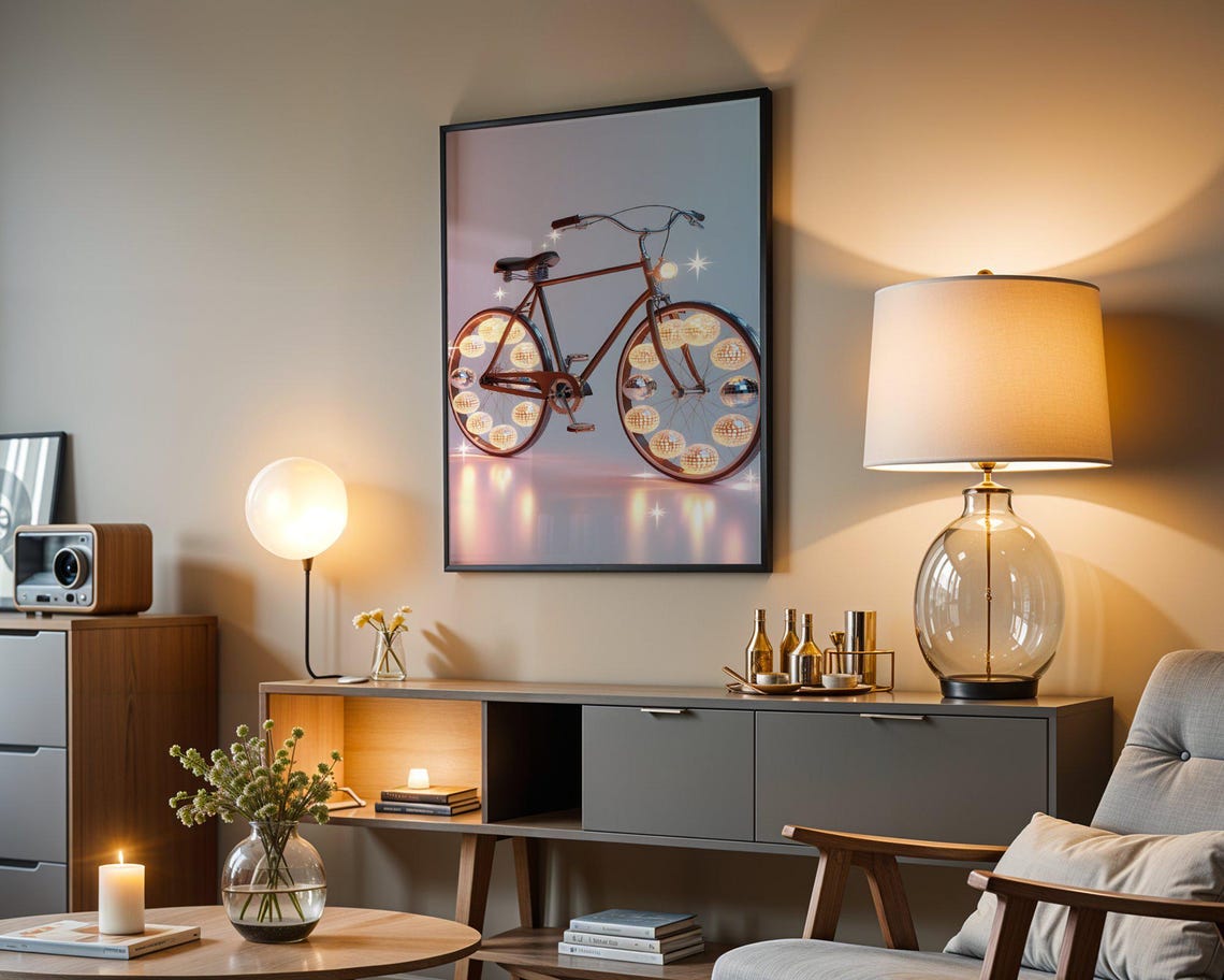 Vintage Bicycle With Sparkling Disco Ball Wheels Retro Bike Poster - Image 4