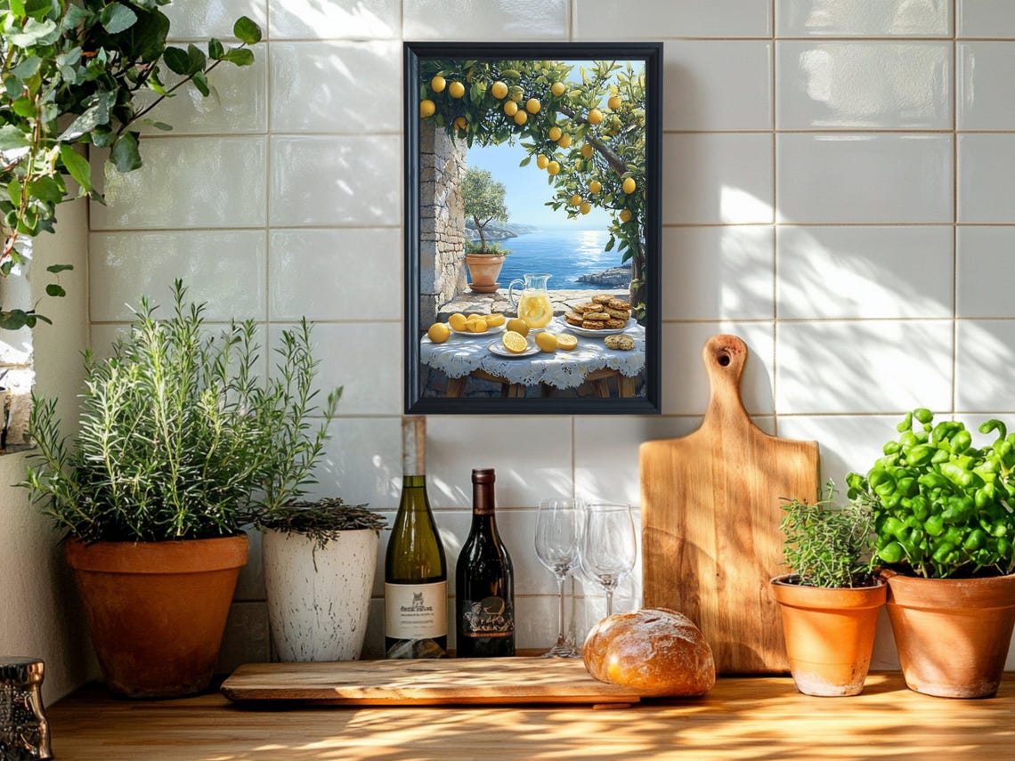 Lemon Grove Coastal Terrace Mediterranean Seaside Kitchen Poster - Image 2