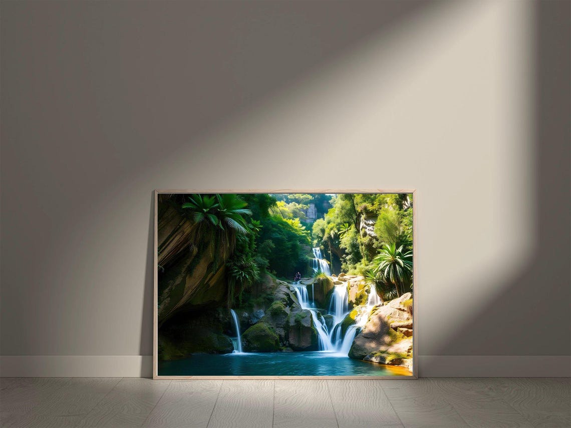 Waterfall Wall Art Nature Scene Artwork Scenic Landscape Wall Decoration Home Decor Office Wall Hanging Calming View - Image 5