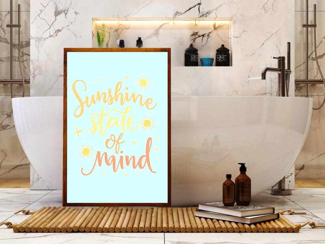 Sunshine State of Mind Yellow Quote Blue Sky Motivational Poster - Image 2