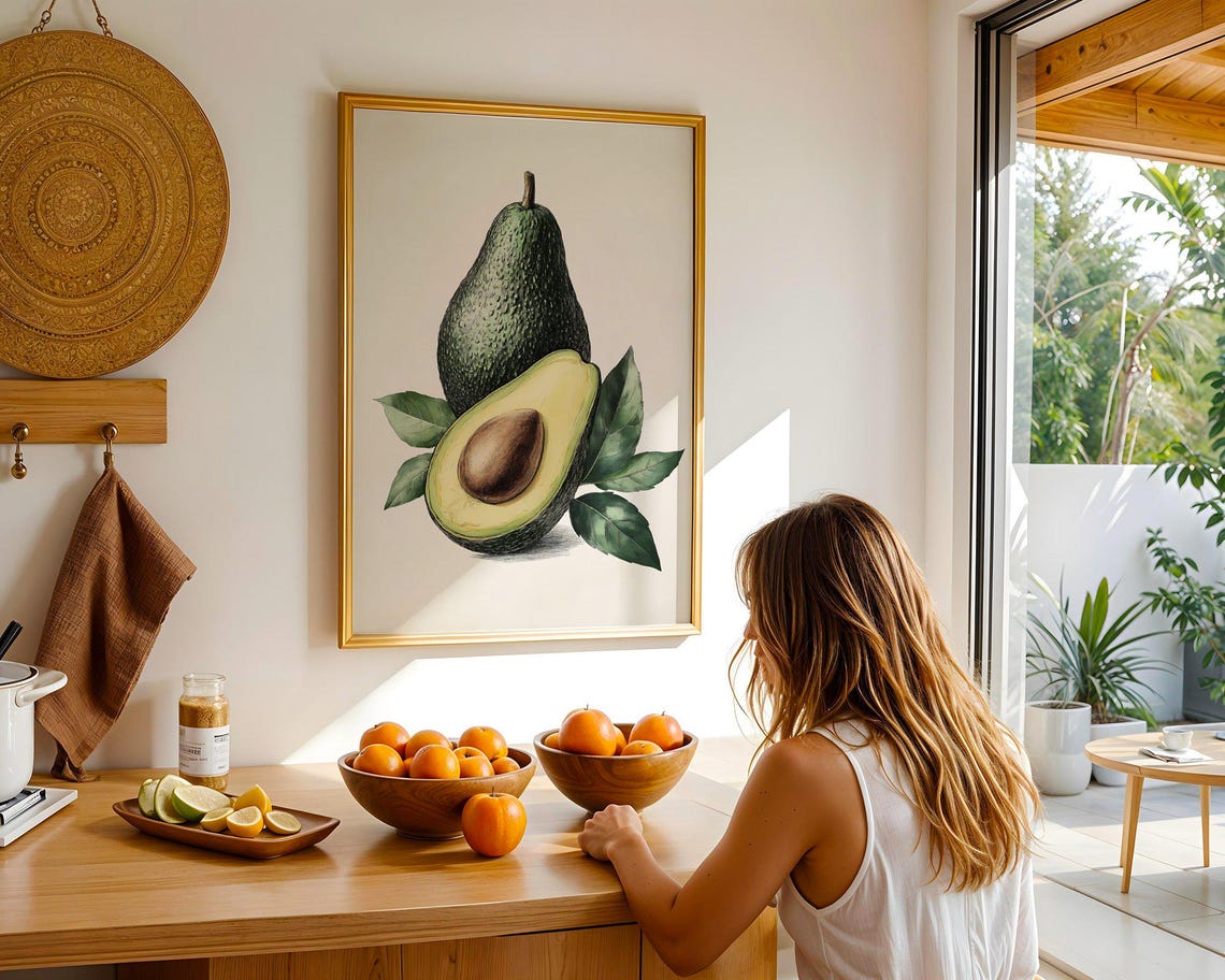 Vintage Avocado Botanical Illustration for Kitchen Decor Poster - Image 5
