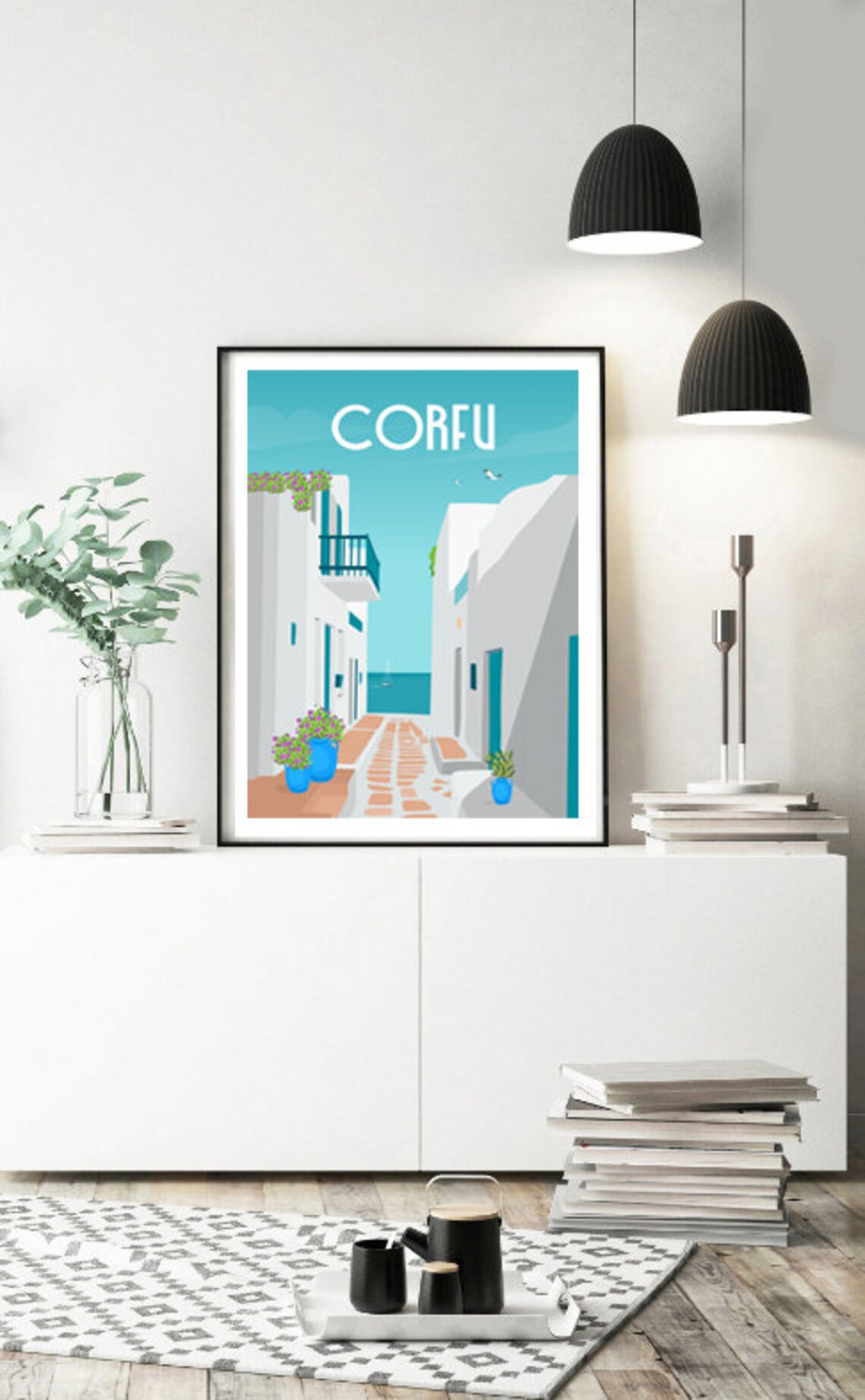 Corfu Travel Poster, Greek Islands Beach Decor - Image 3