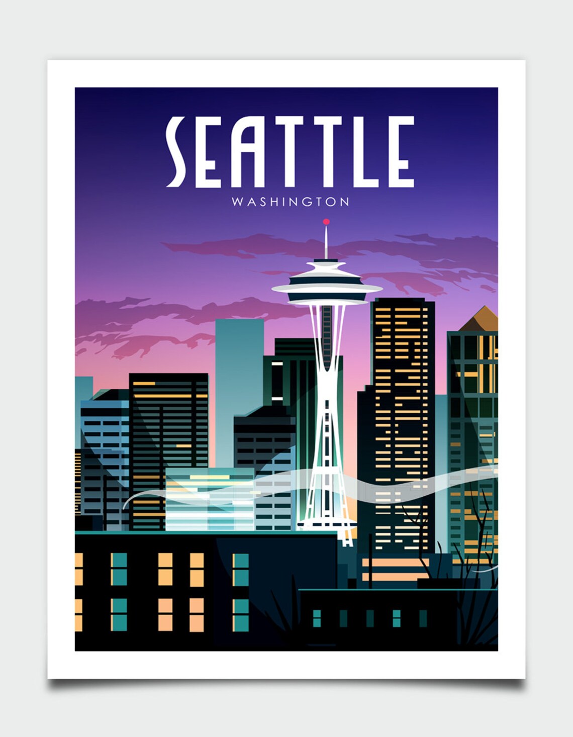 Seattle Travel Poster, Retro Washington Wall Art - Image 4