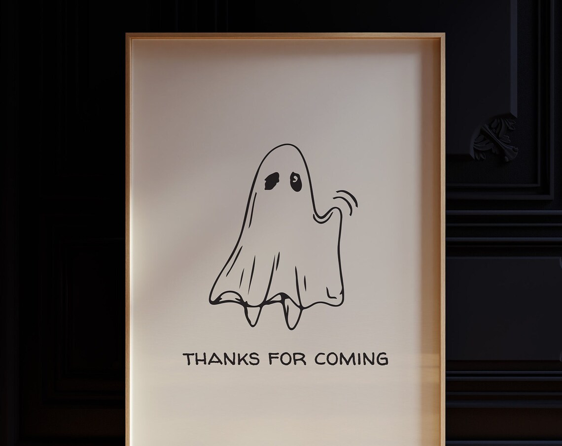 Thanks For Coming Ghost Wall Art, Neutral Halloween - Image 3