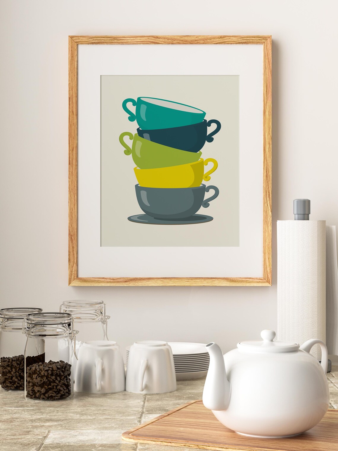 Retro Tea Cups Kitchen Art Print, Kitchen Poster - Image 4