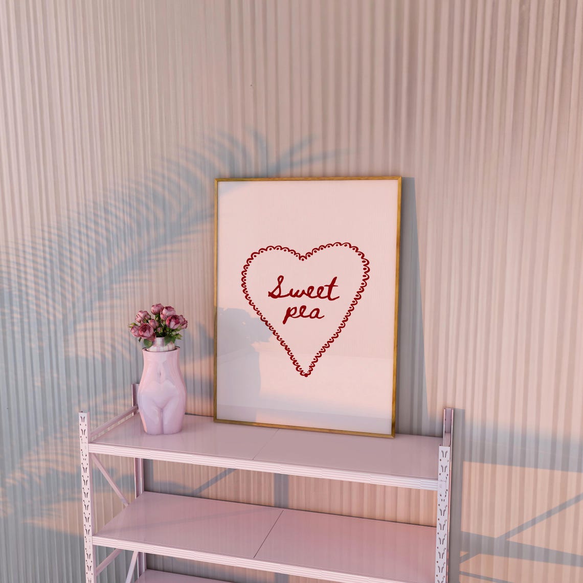 Sweet Pea Red Scalloped Heart Script Pink Romantic Valentine Poster - Image 2