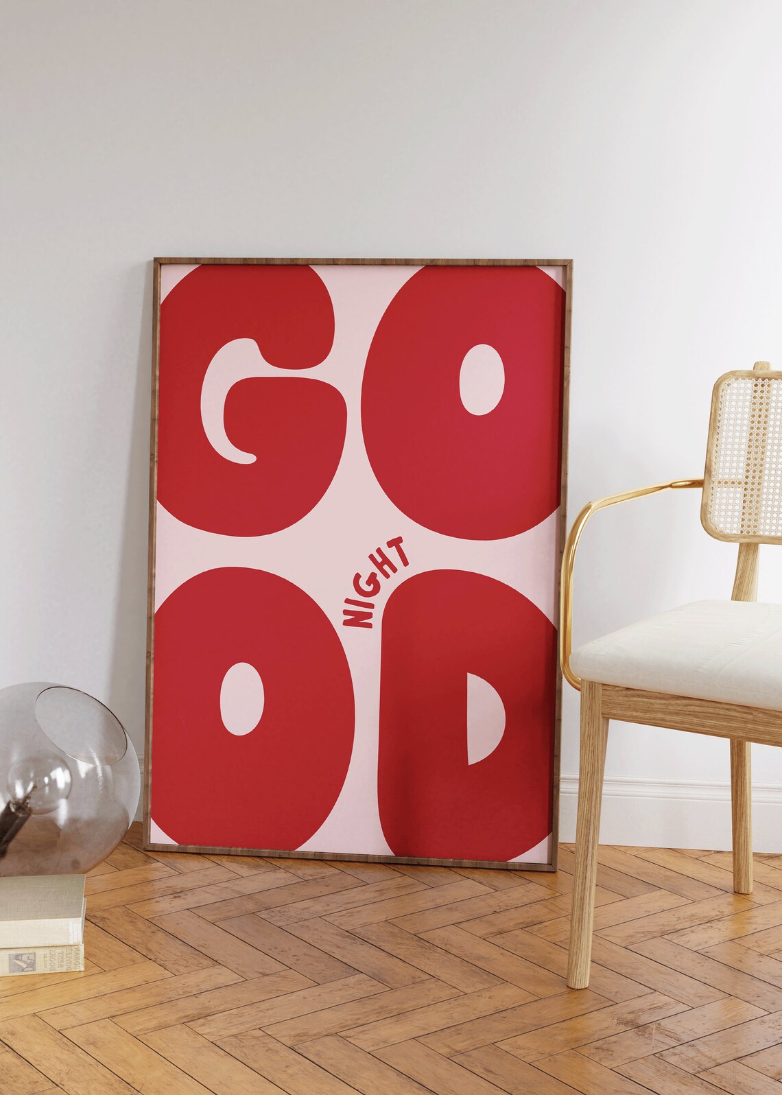 Good Night Retro Pink And Red Poster Print