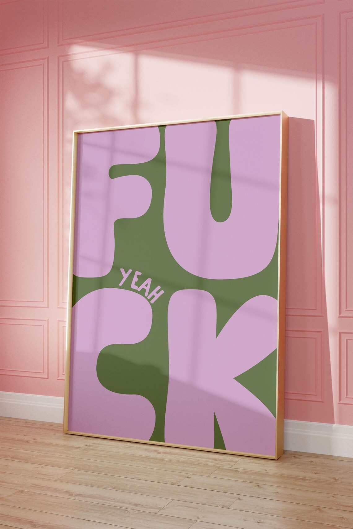 Fuck Yeah Art Print Funny Purple And Green Sweary Poster Retro Trendy Apartment Wall Living Room Decor Gifts