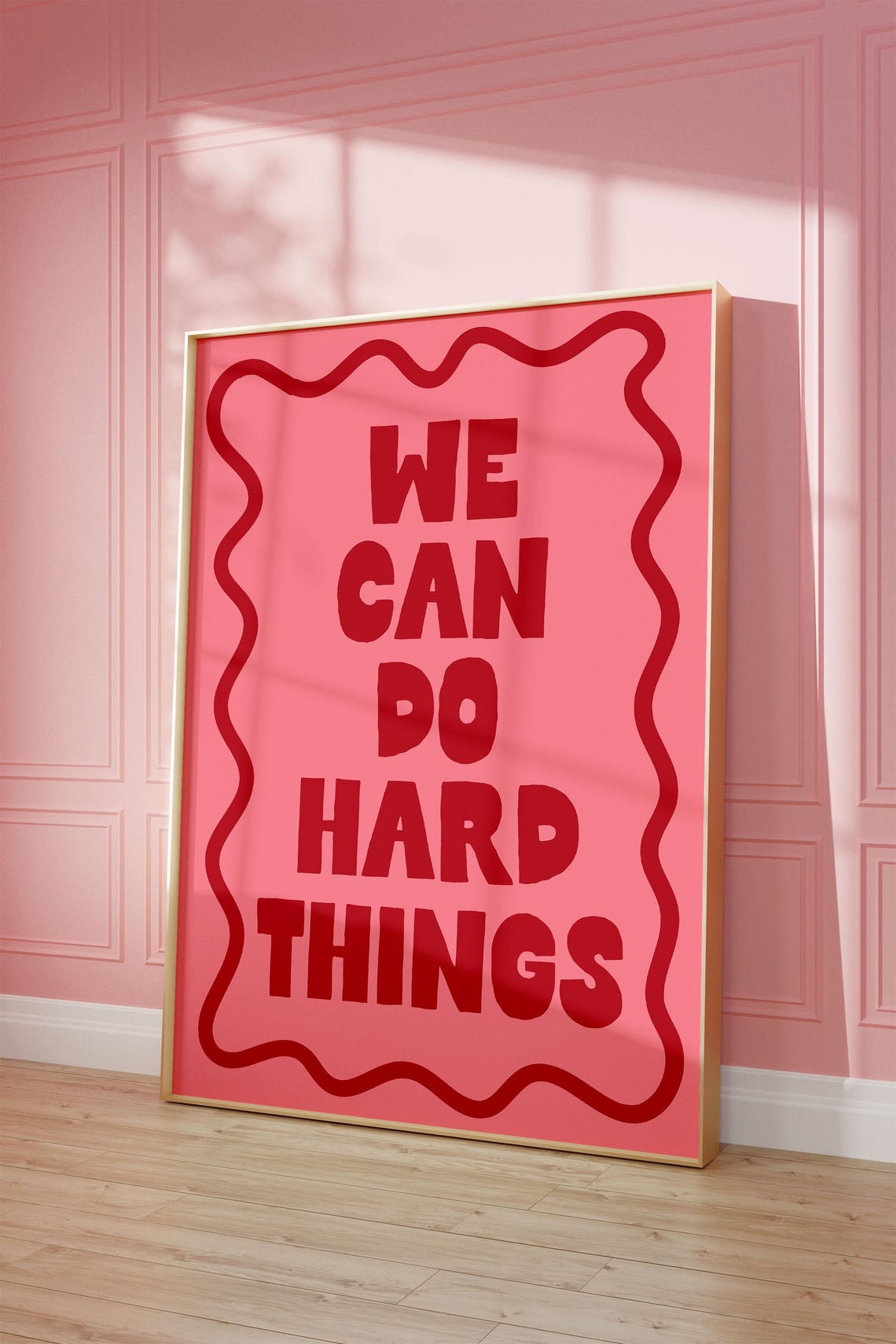 We Can Do Hard Things Bold Pink Retro Motivational Quote Poster