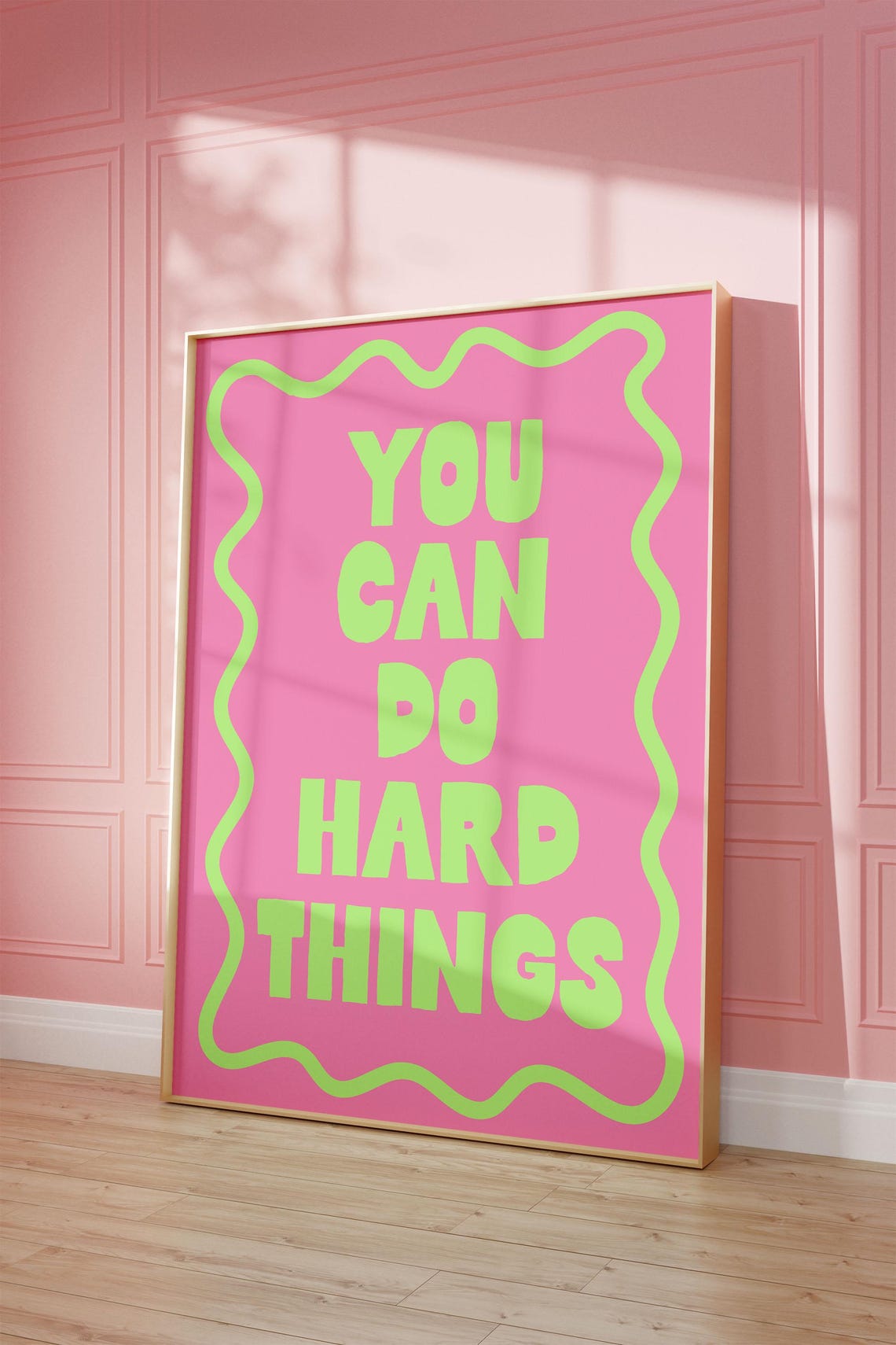 You Can Do Hard Things Bold Pink Lime Green Motivational Poster
