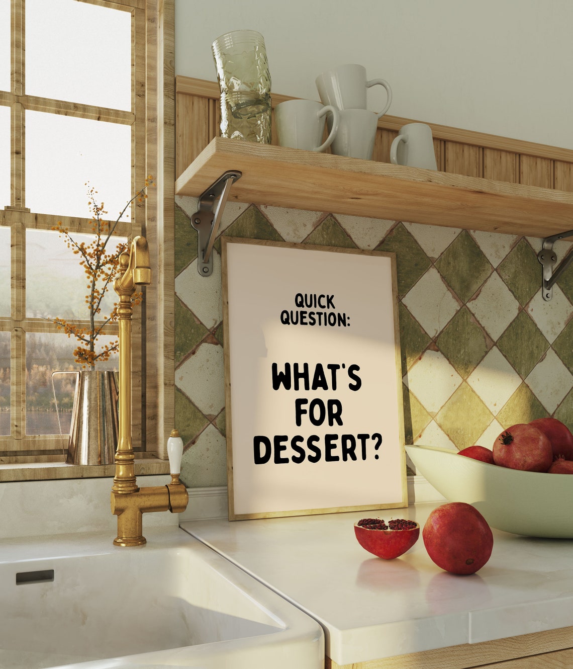 Quick Question What's For Dessert Funny Kitchen Quote Poster - Image 2
