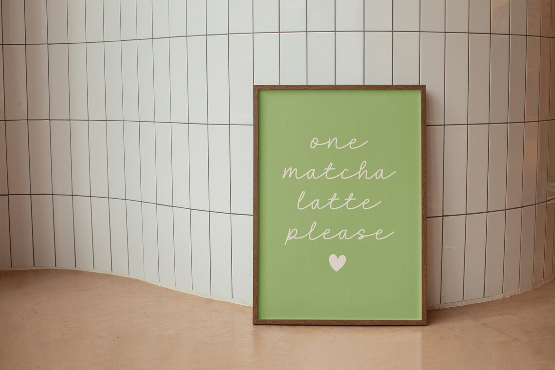One Matcha Latte Please, Retro Tea Kitchen Art Print - Image 2