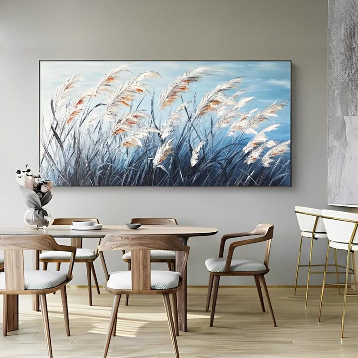 White Pampas Grass Reeds Swaying in the Wind Botanical Poster - Image 6