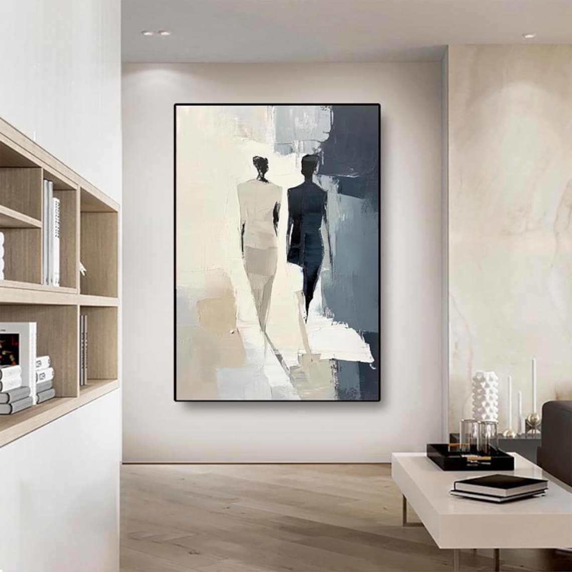 Abstract Minimalist Figures Black and White Duo Modern Art Poster - Image 4