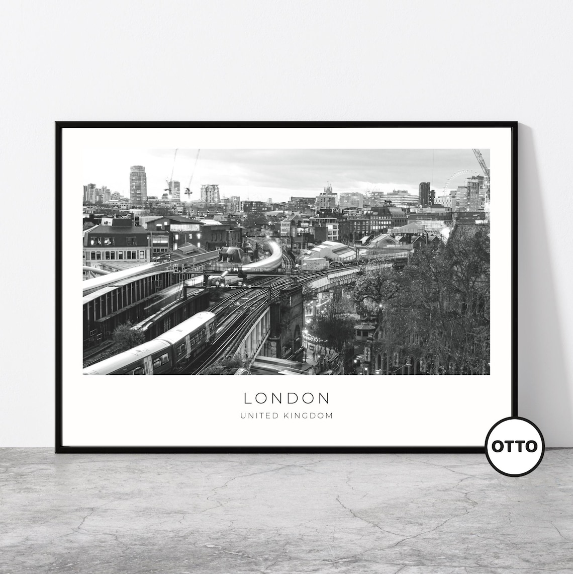 London Overland Train Sunset Travel Poster