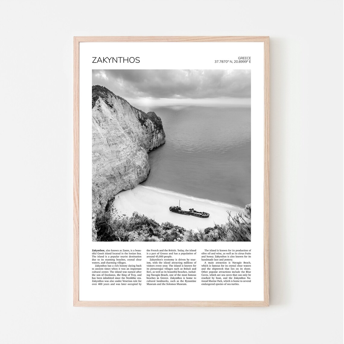 Navagio Beach Zakynthos Travel Poster, Greece