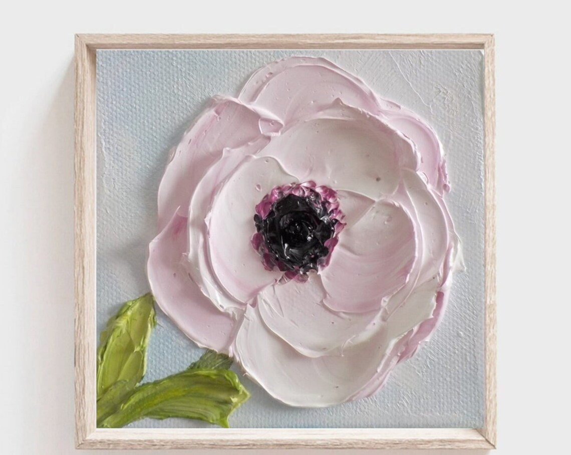 Italian Anemone Custom Oil Impasto Wall Art Print