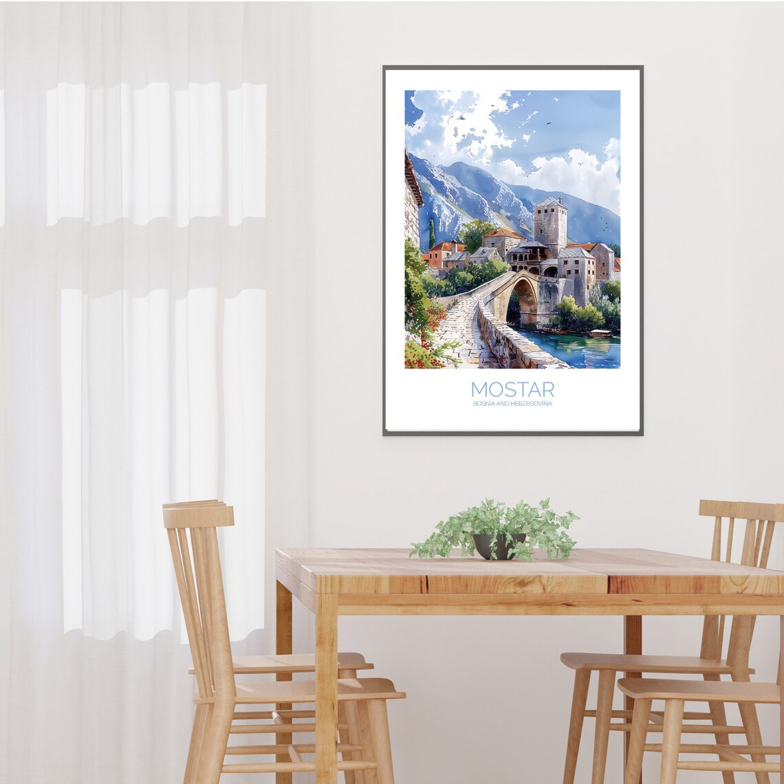 Mostar Bridge Travel Poster, Bosnia and Herzegovina - Image 3