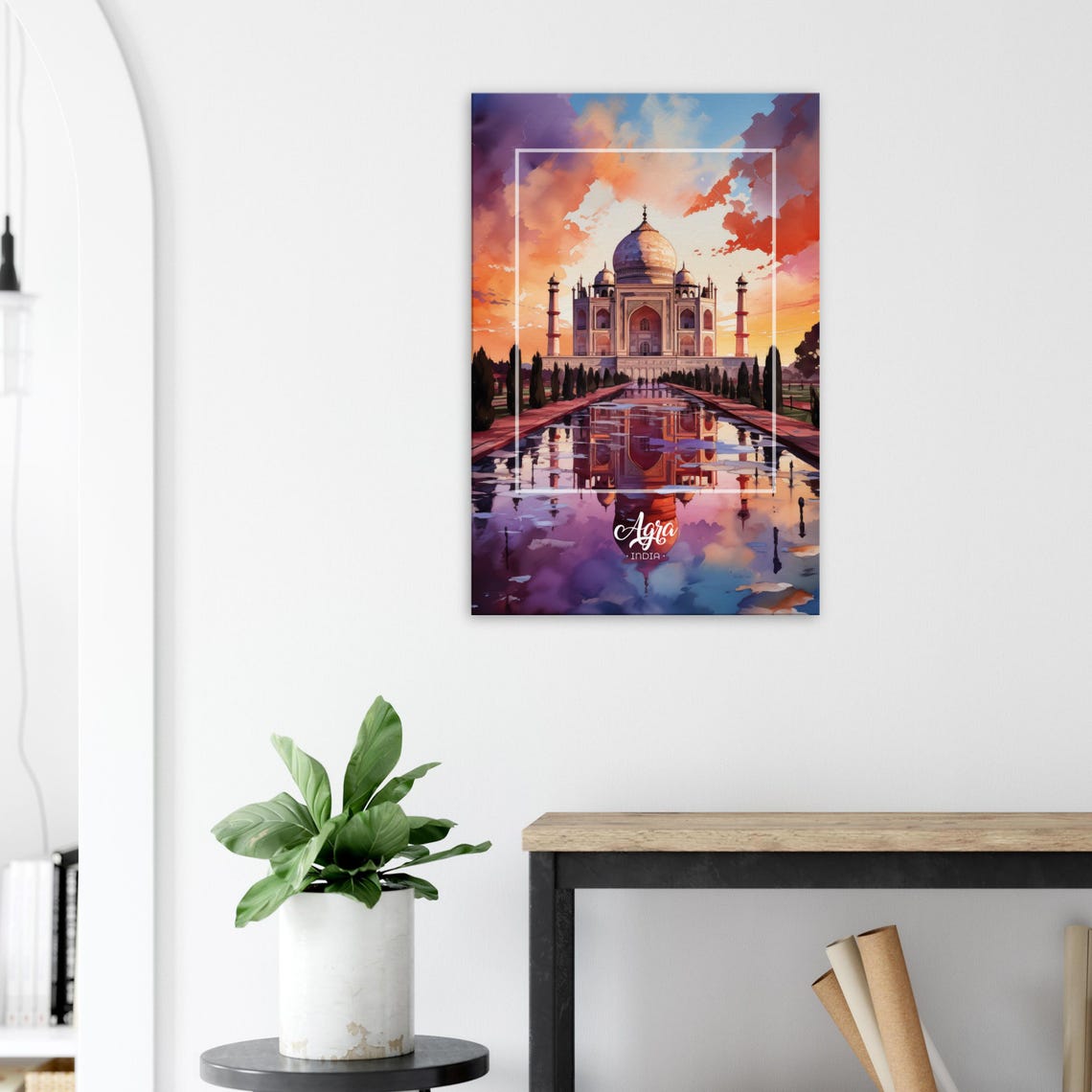Agra Taj Mahal Wall Art On Beautiful Place Poster Indian Home Decor - Image 3
