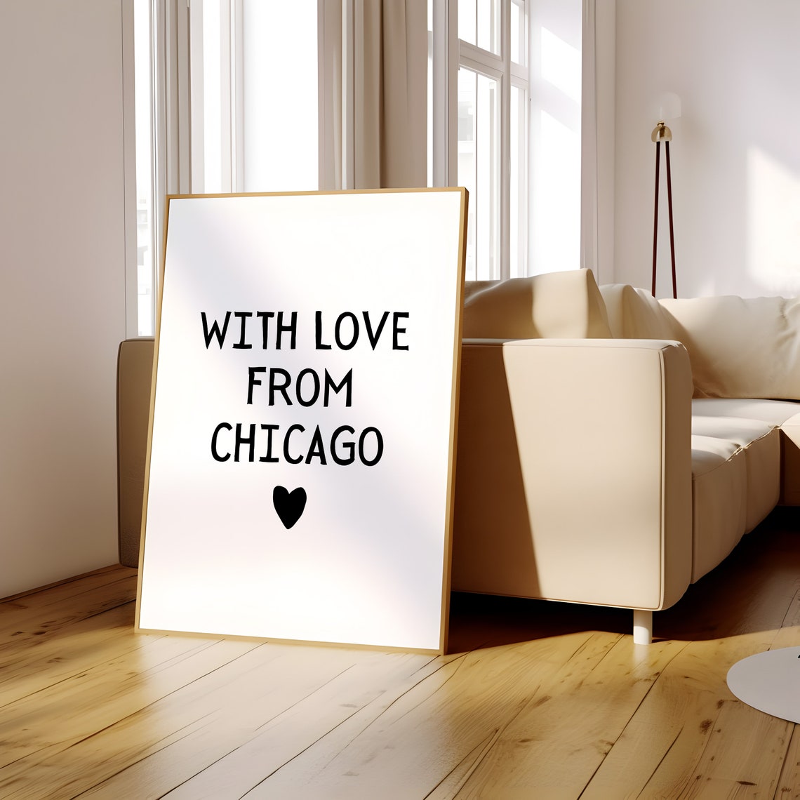 With Love From Chicago Heart Minimalist City Typography Poster - Image 2
