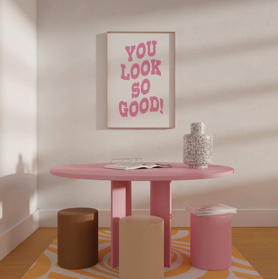 Trendy You Look So Good Wall Art Print Poster Cowgirl Coastal Pink Western Inspired Wall Art Trendy College Gallery Wall Art Poster - Image 3