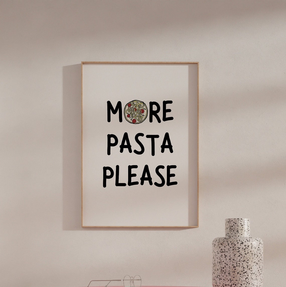 More Pasta Please Cute Italian Kitchen Typography Decor Poster - Image 3