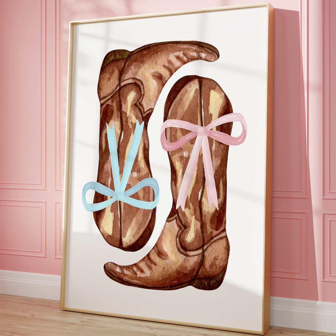 Cowgirl Boots With Pastel Bows Coquette Western Room Decor Poster