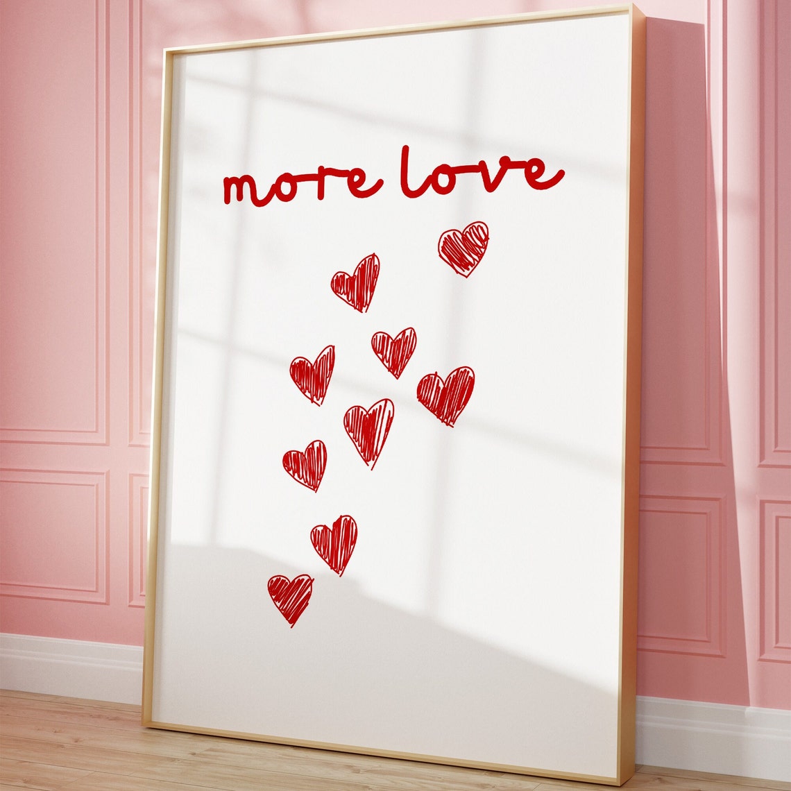 More Love Red Scribble Hearts Minimalist Girly Room Decor Poster - Image 4