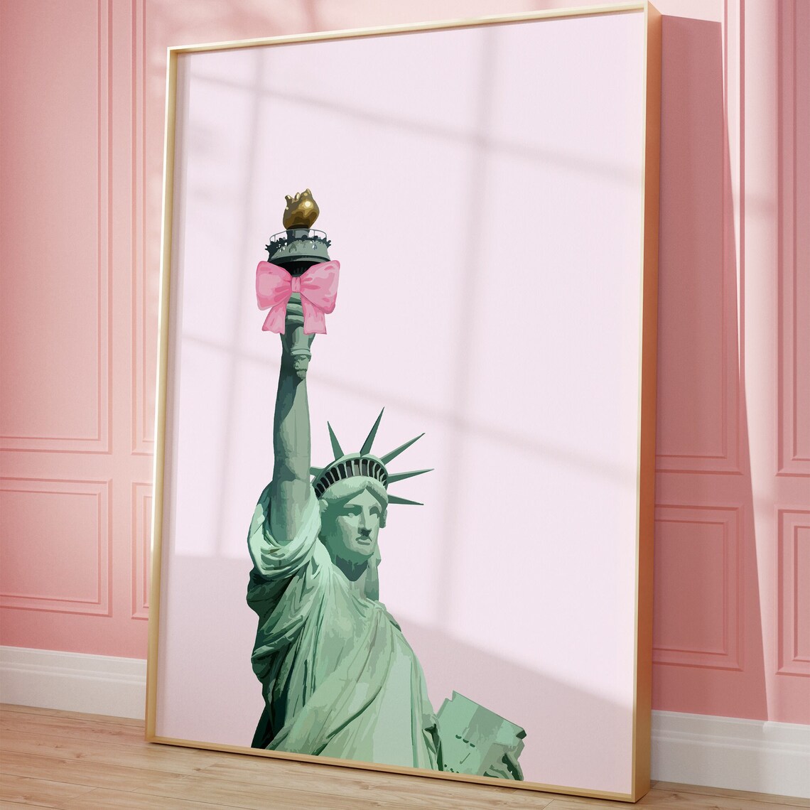 Statue Of Liberty With Pink Bow Coquette New York City Poster - Image 4
