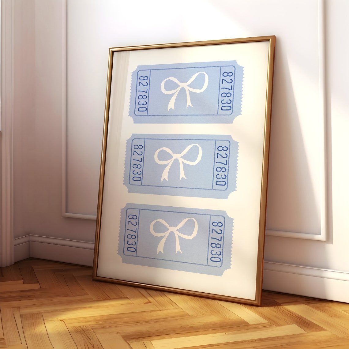 Coquette Balletcore Blue Bow Art Print - Image 5