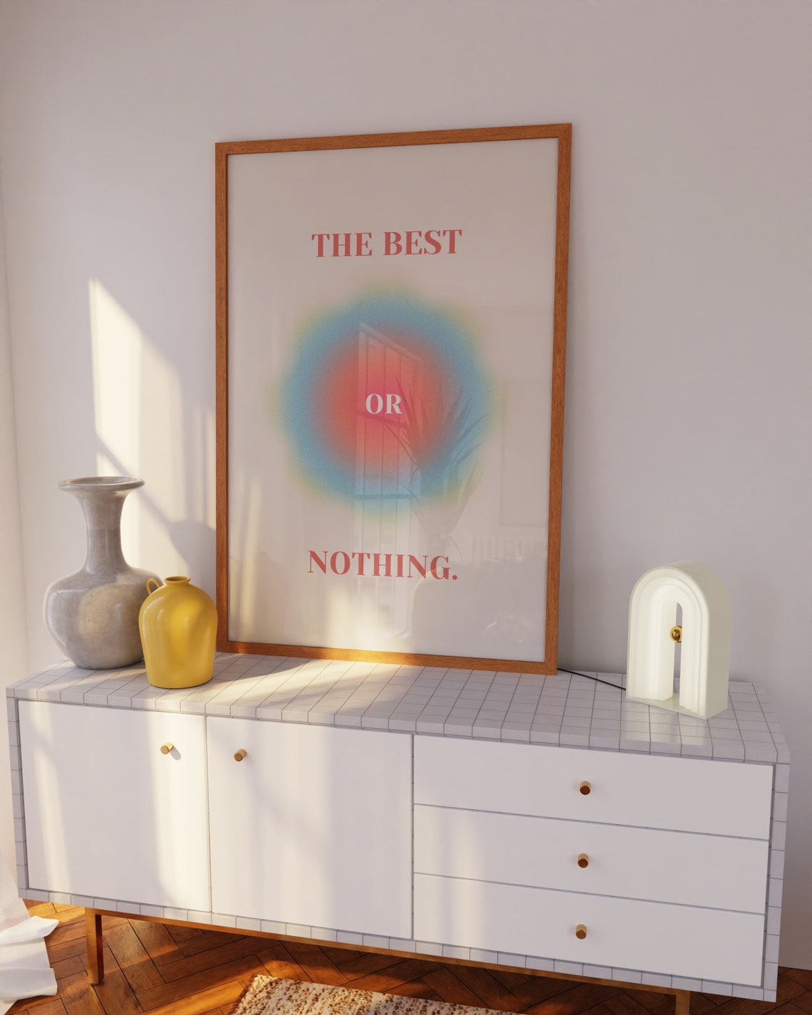 The Best Or Nothing Pink Aura Gradient Minimalist Quote Wall Poster - Image 2