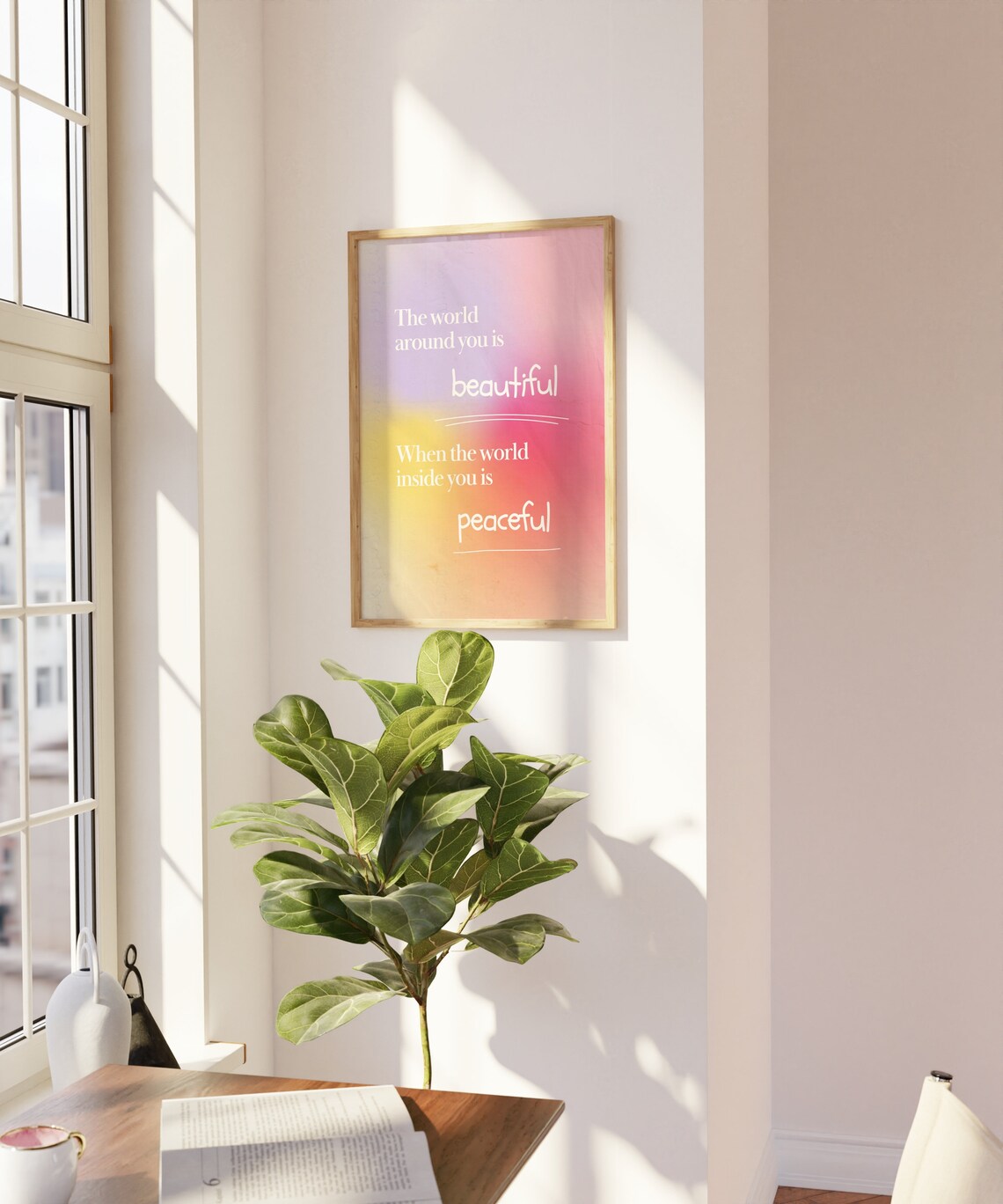Inner Peace Quote Art Print, Retro Aura Poster - Image 2