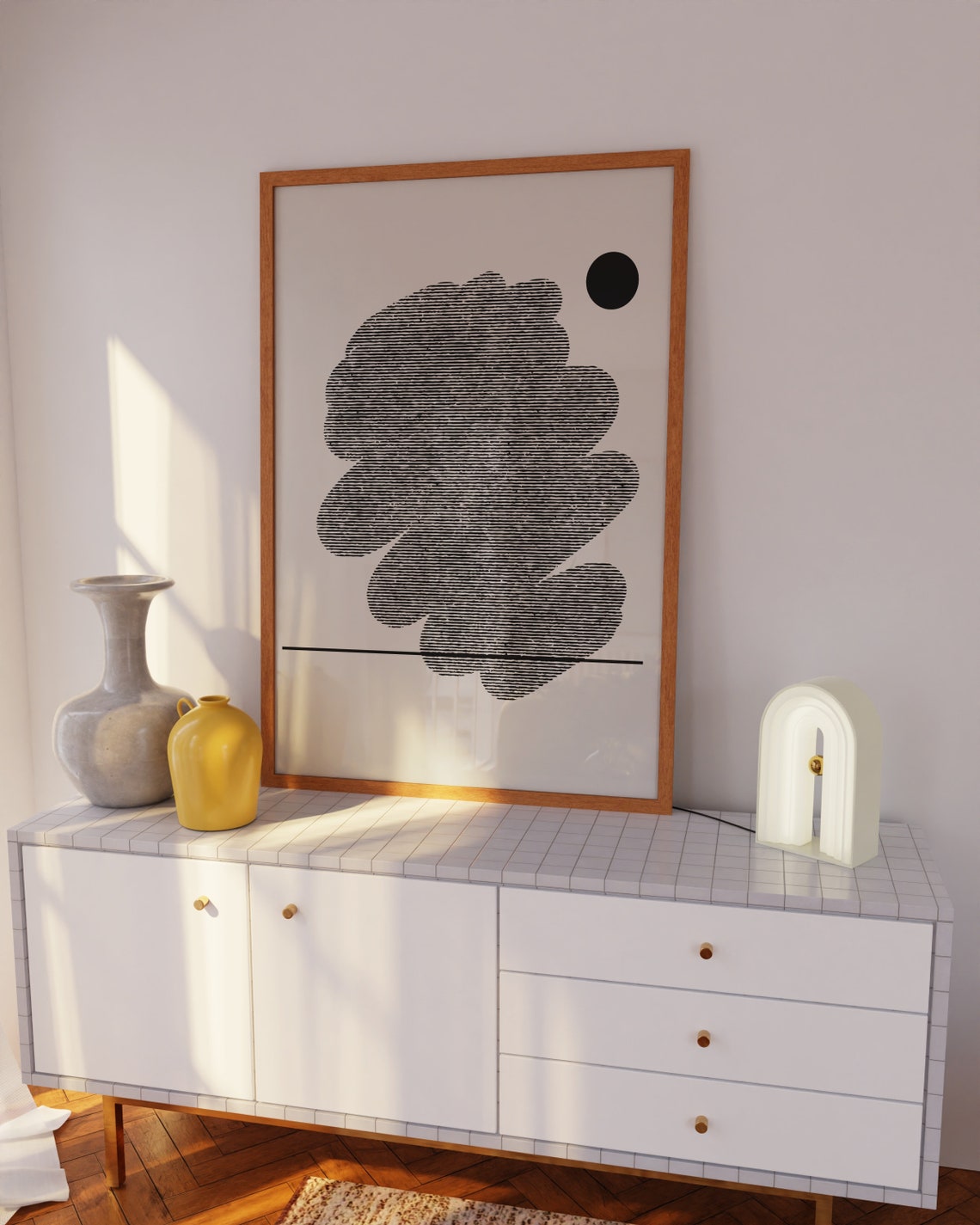 Abstract Organic Black Ink Blob Minimalist Beige Japandi Poster - Image 2
