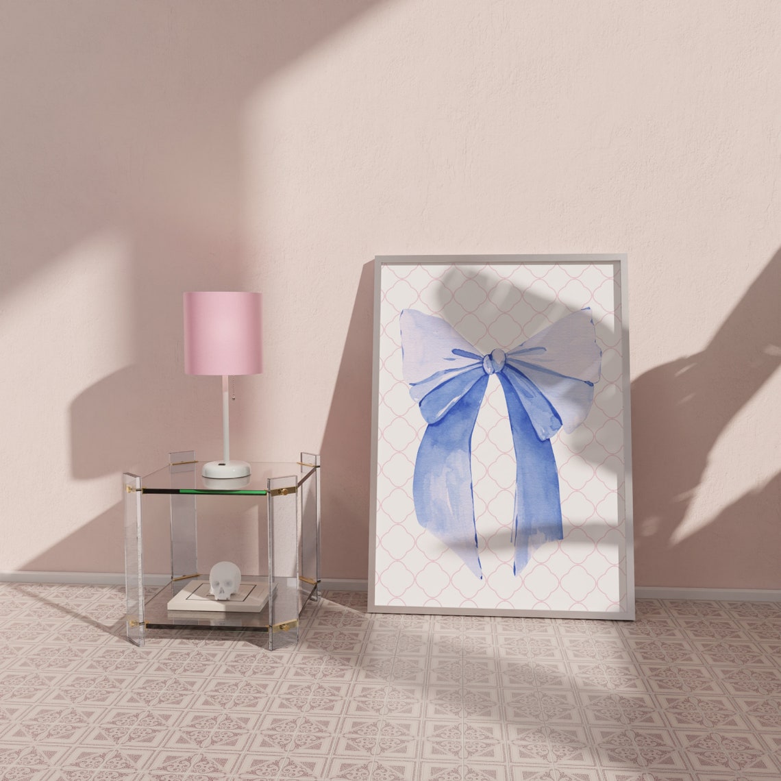 Blue Watercolor Bow Coquette Soft Girl Pastel Room Art Poster - Image 2