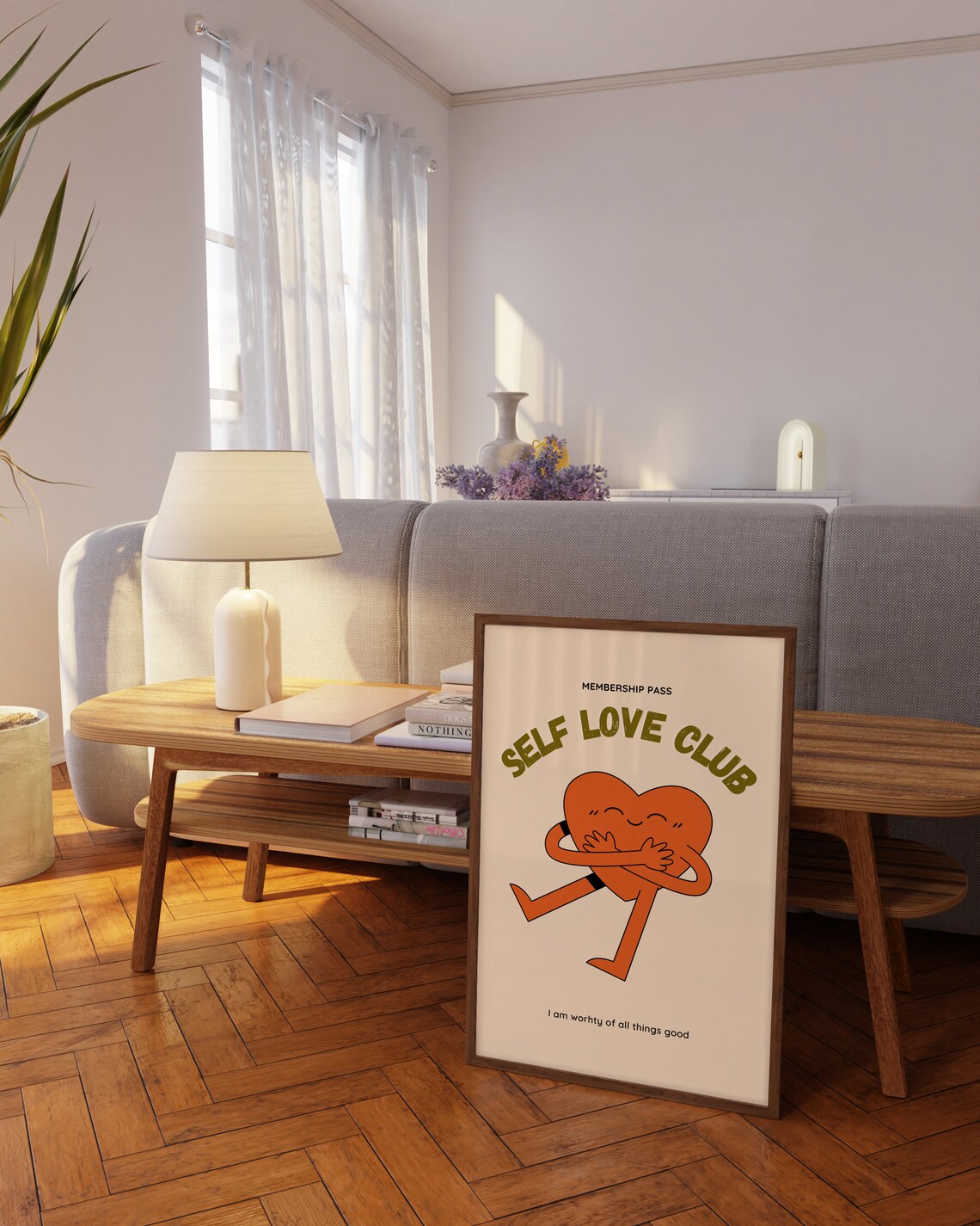 Self Love Club Affirmation Poster, Retro Aesthetic - Image 2