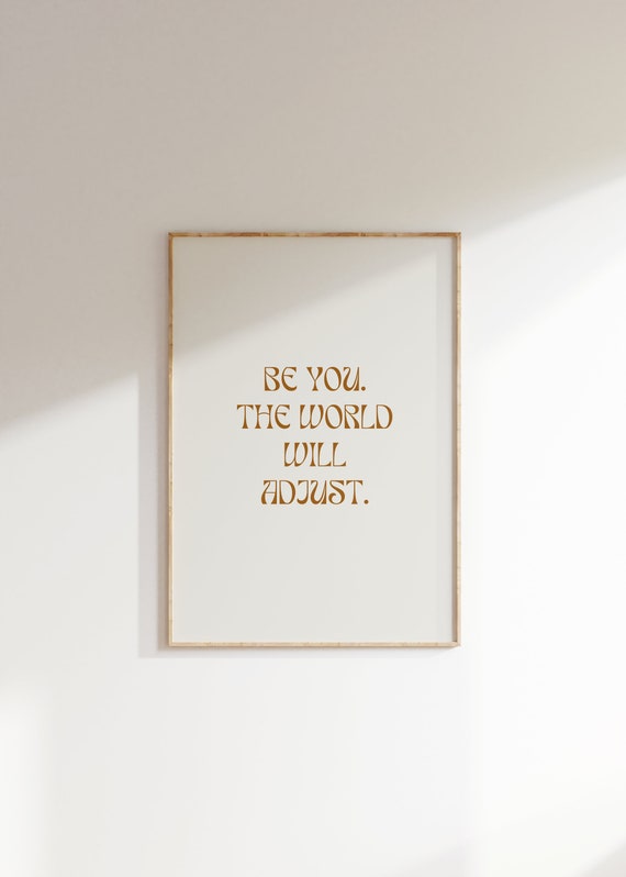 Be You Quote Print Inspiration Poster Minimalistic Typography Poster Aesthetic Art Print Beige Brown Trendy Modern Poster