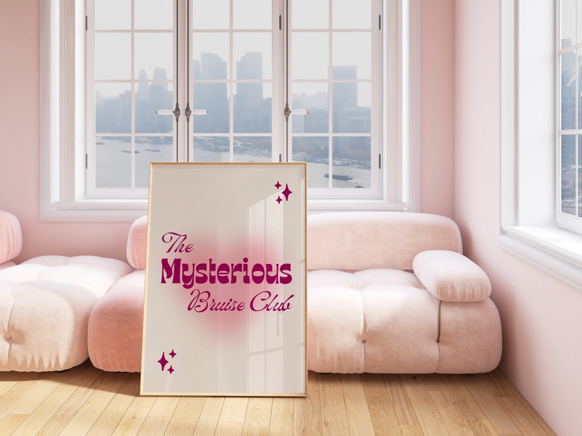 The Mysterious Bruise Club Retro Pink Funny Quote Art Poster - Image 2