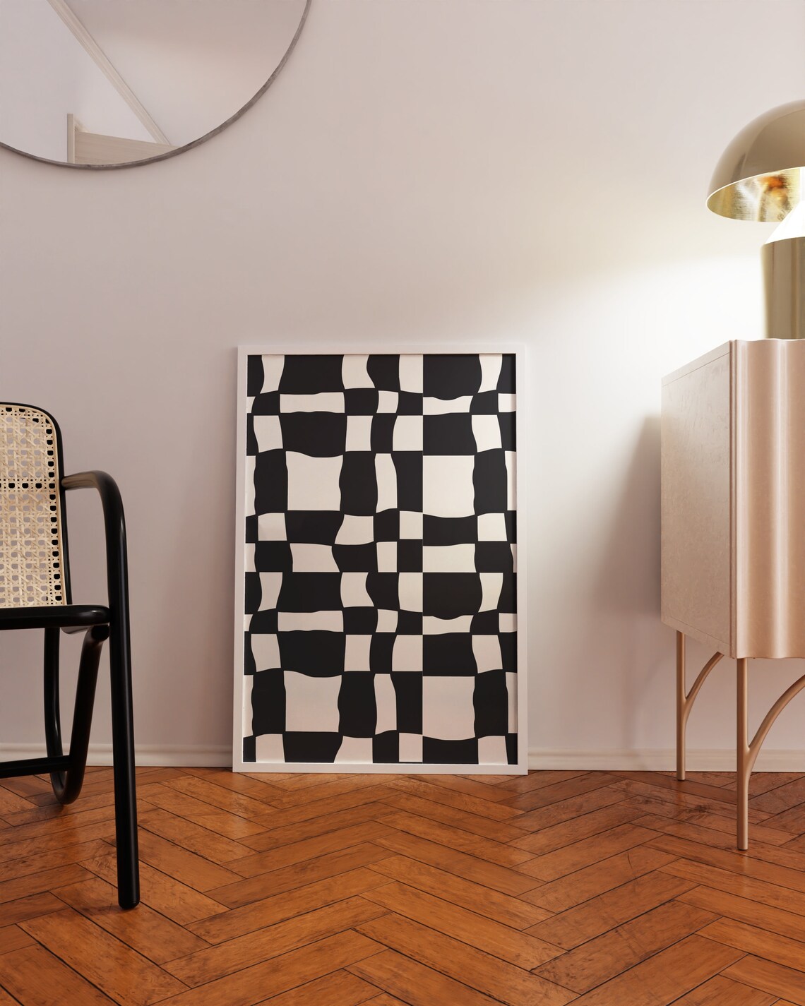 Funky Checkered Retro Geometric Abstract Art Print - Image 2