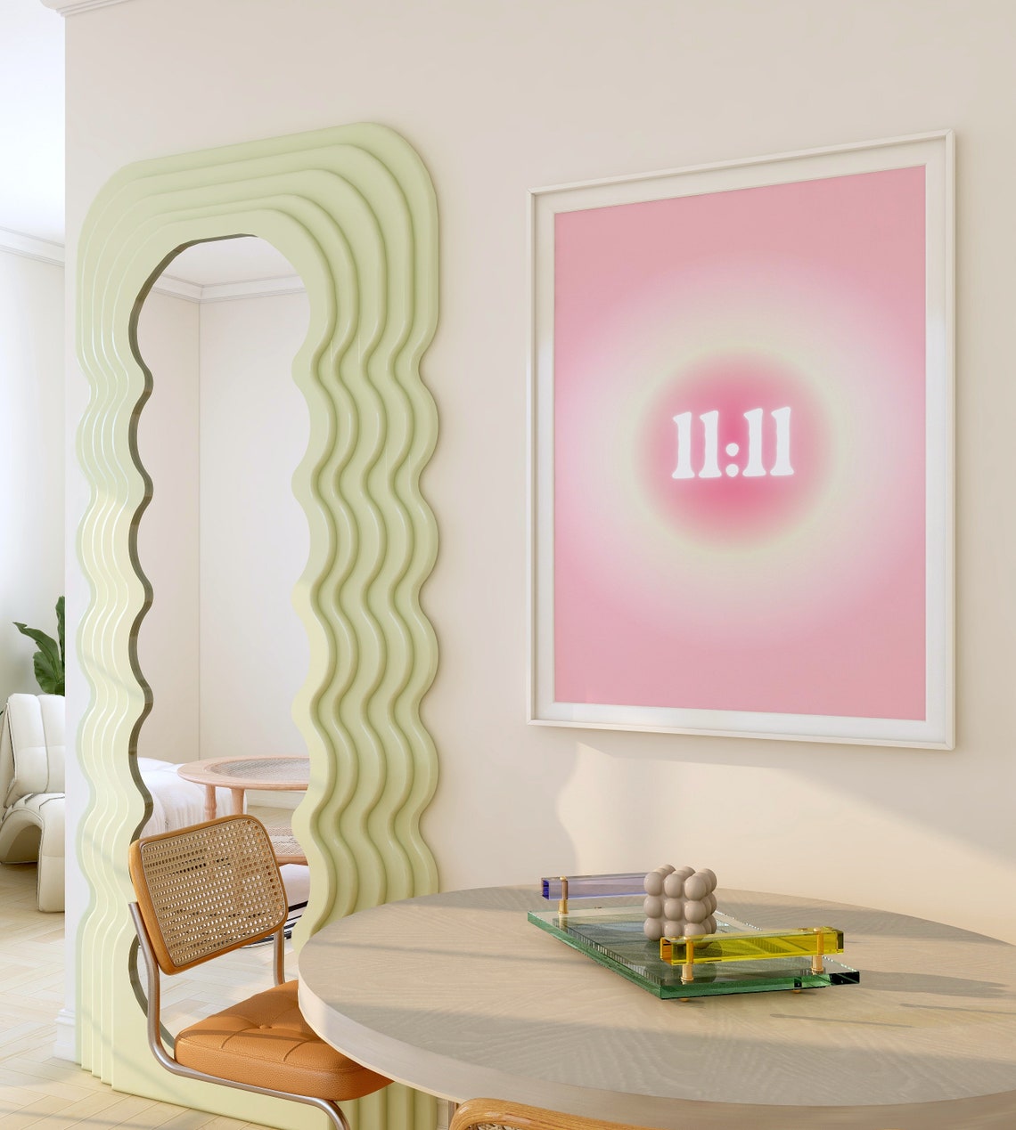 1111 Angel Number Pink Aura Gradient Lucky Manifestation Wall Poster - Image 2
