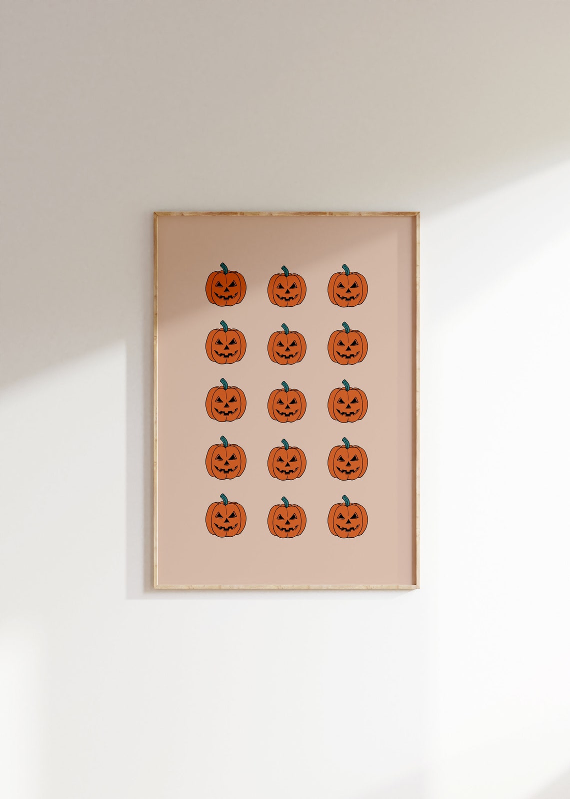 Jack O Lantern Pumpkin Grid Retro Minimalist Halloween Art Poster