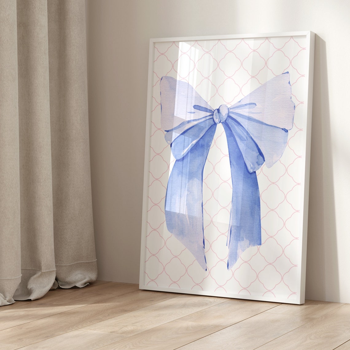 Blue Watercolor Bow Coquette Soft Girl Pastel Room Art Poster - Image 3
