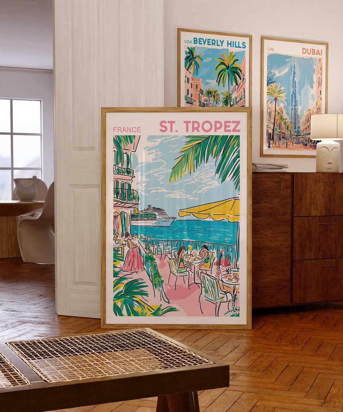 St Tropez France Riviera Terrace Cruise Ship Colorful Poster - Image 4