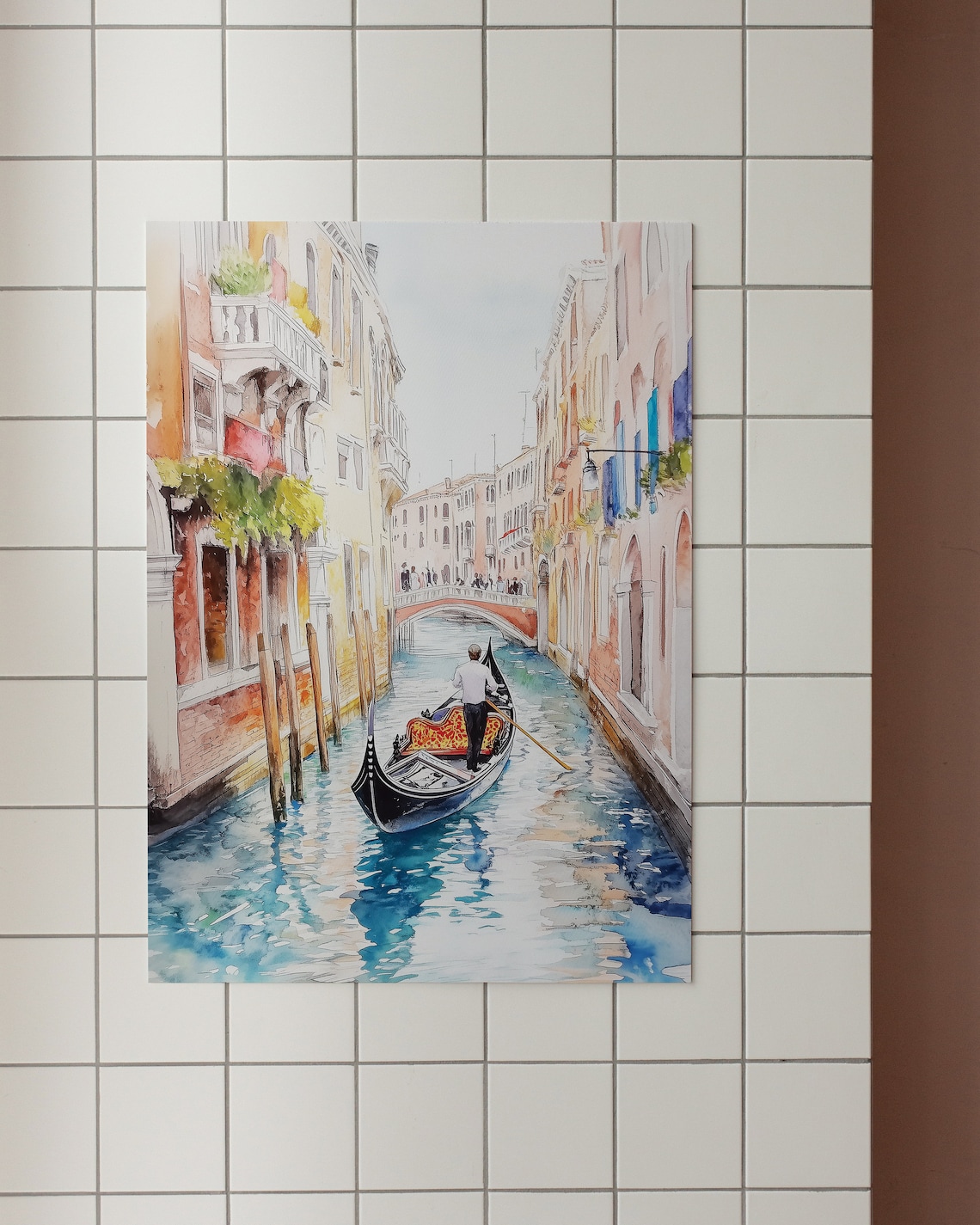 Venice Canal Gondola Watercolor Italian Waterways Travel Poster - Image 3
