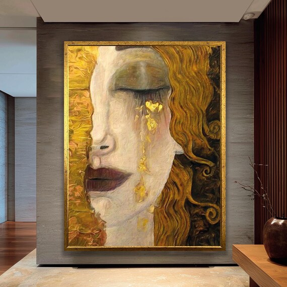 Freya's Tears Golden Weeping Woman Art Nouveau Style Portrait Print