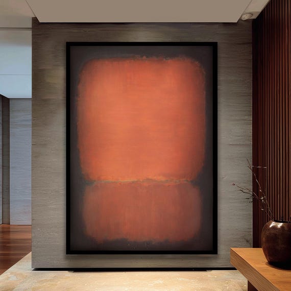 Abstract Color Field Canvas Art Modern Minimalist Painting Orange Wall Decor