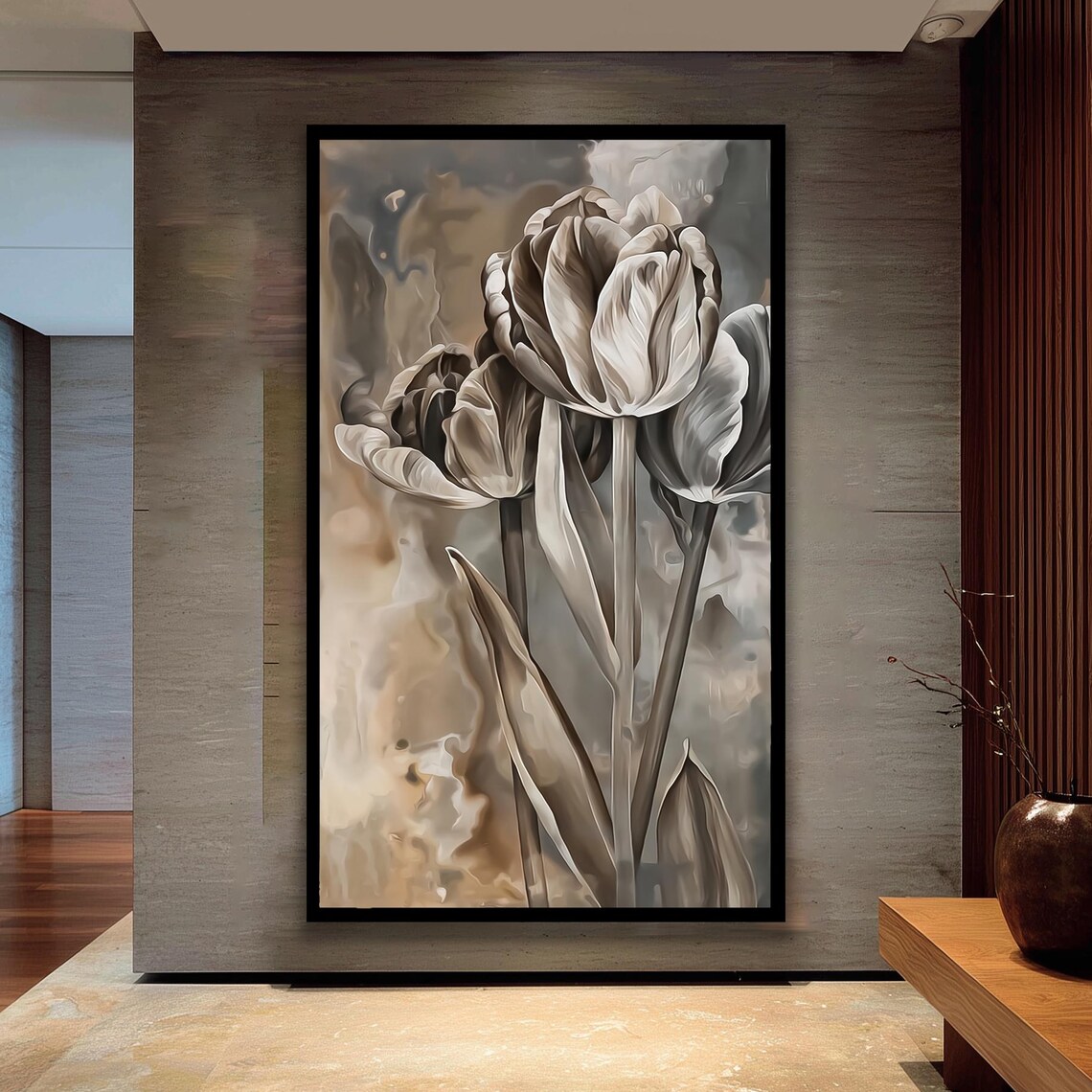 Tulip Floral Painting, Botanical Art Print